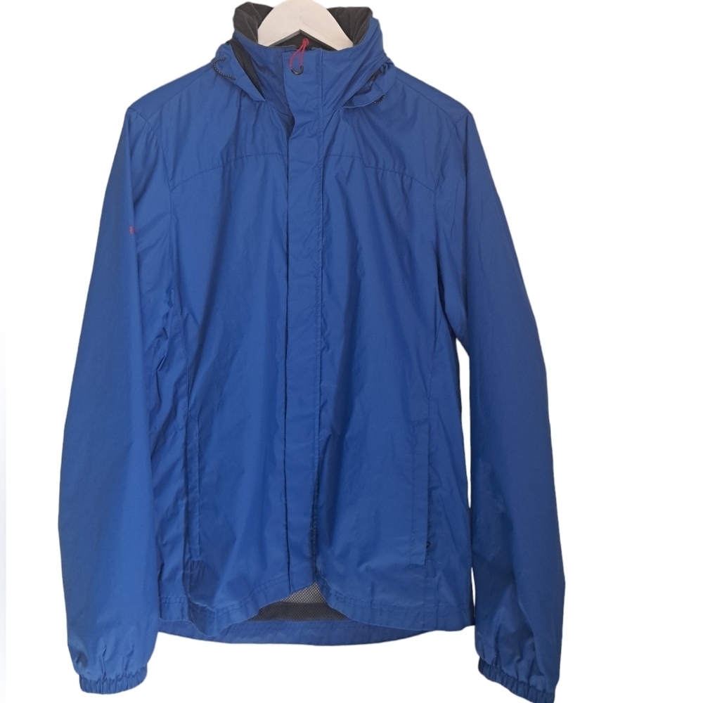 Mens FAR WEST blue windbreaker jacket zip mesh lined tuck away hood nylon SMALL - Picture 3 of 11